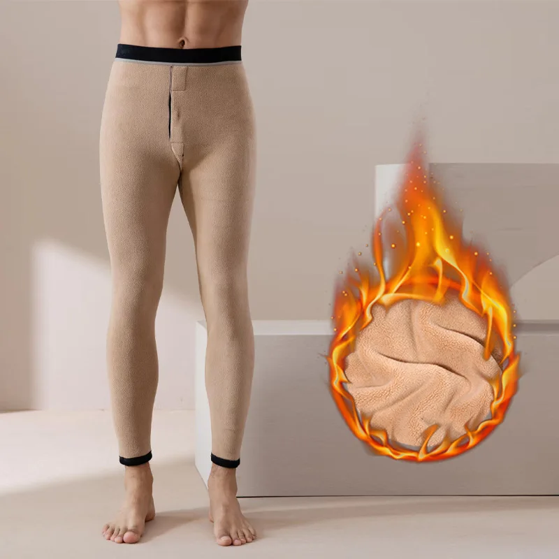 Men Long Johns Thermal Skin-Friendly Underwear Winter Warm Long Pants Male Elastic Large Size Leggings Plush ComfortableTights