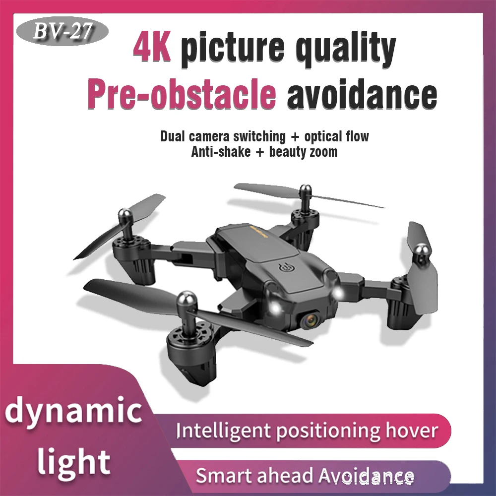 BV27 Drone Obstacle Avoidance WiFi Fpv Quadcopter For Filming Profesional 4K Dual HD Camera Dronewings with Colored Lights Drone - ANKUX Tech Co., Ltd