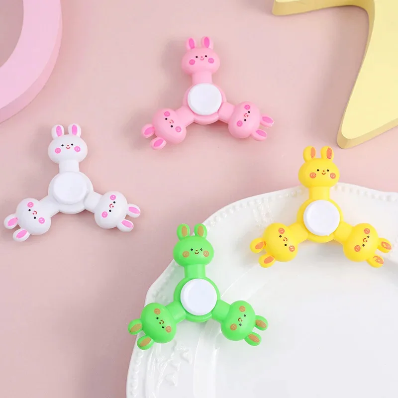10Pcs Cartoon Bunny Rabbit Fingertip Gyro Stress Reliver Toy Kids Birthday Party Favors Easter Theme Goodie Bag Pinata Fillers