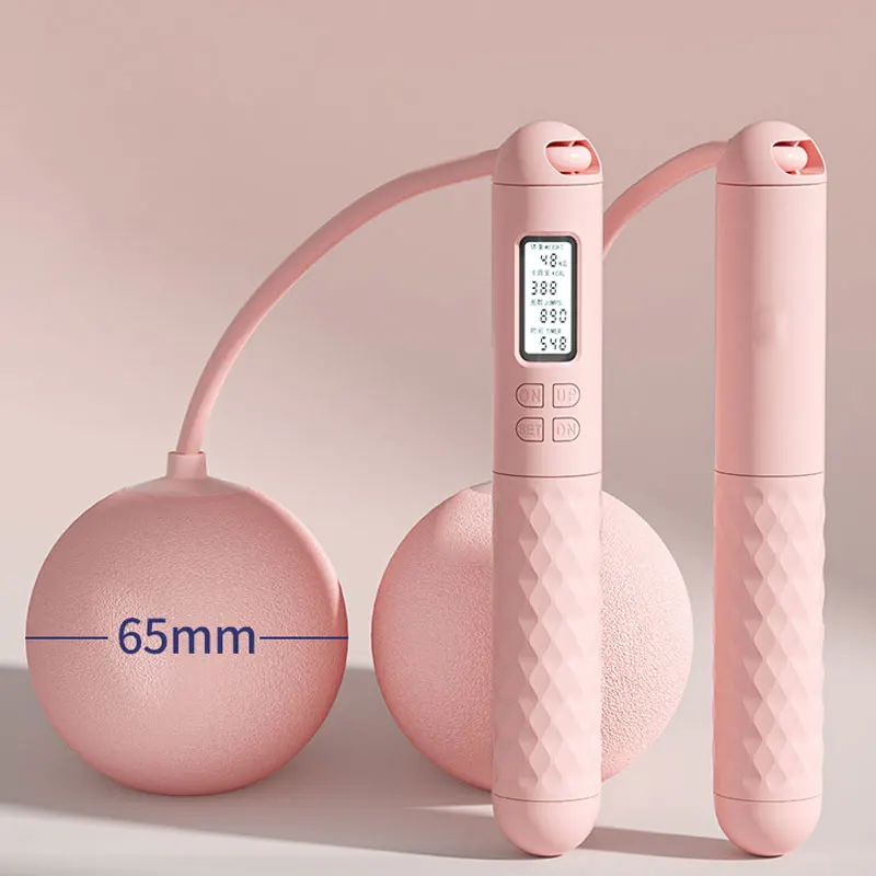Cordless Jump Rope With Counter Home Workout Equipment Skipping Rope With Heavy Balls Sports Fitness Training Exercise Workouts