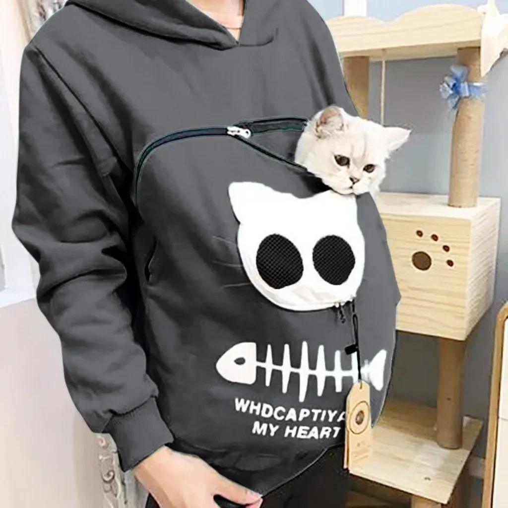 Hoodie Pullovers Sweatshirt Cat Lovers Hoodie Kangaroo Dog Pet Paw Pullovers Cuddle Pouch Sweatshirt Pocket Animal Ear Hooded