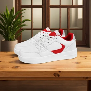 أحذية رياضية بيضاء للرجال إكسسوارات مفصلة أحذية مشي عالية الجودة للعمل المدرسي والترفيه أحذية عصرية مريحة ومرنة 4