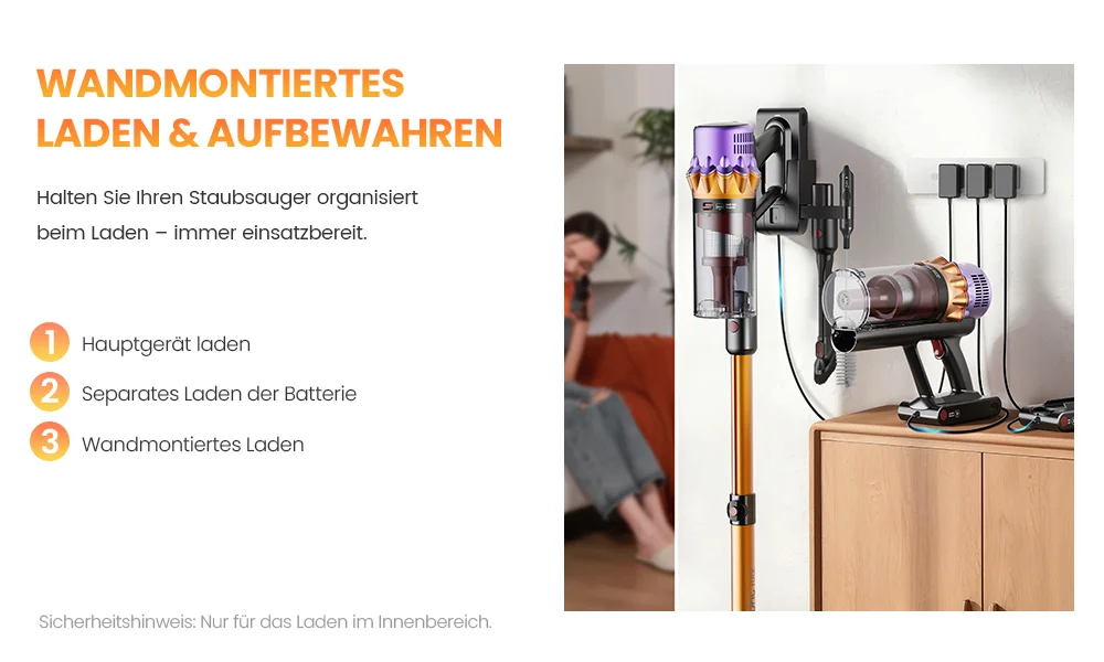 Erabros EV5 70KPA Ultra-Starker Kabelloser Staubsauger 550W 80 Minuten Laufzeit Drahtloser Staubsauger mit 4 Modi & Smart-Display – Detail 11