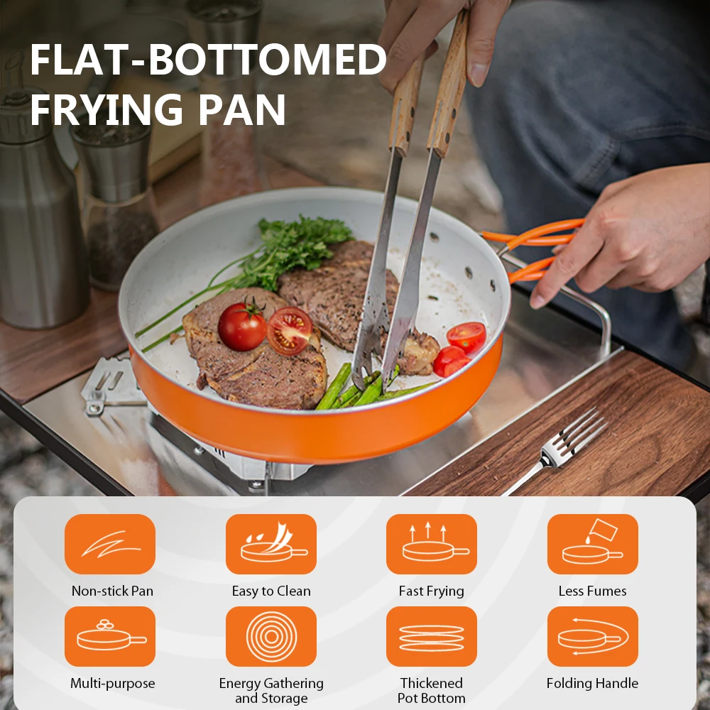 

Non-Stick Frying Pan with Folding Handle Ceramic Coating Camping Skillet for Outdoor Camping Picnic