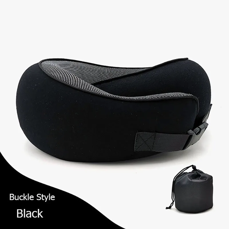 Luxurious Memory Foam Travel Neck Pillow with Carry Bag