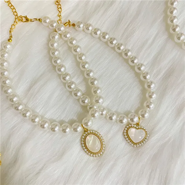 New Pet Collar Pearl Love Necklace Cat Jewelry Cute Collar Puppy Accessories Dog Chain Chihuahua Wedding Jewelry Stuff 3