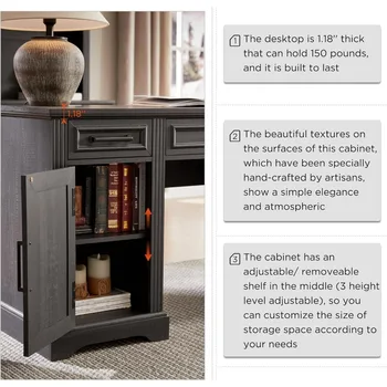 Large Computer Desk with Drawers, Embossed Texture Home Office Desk, Workspace for Work Study Writing 6