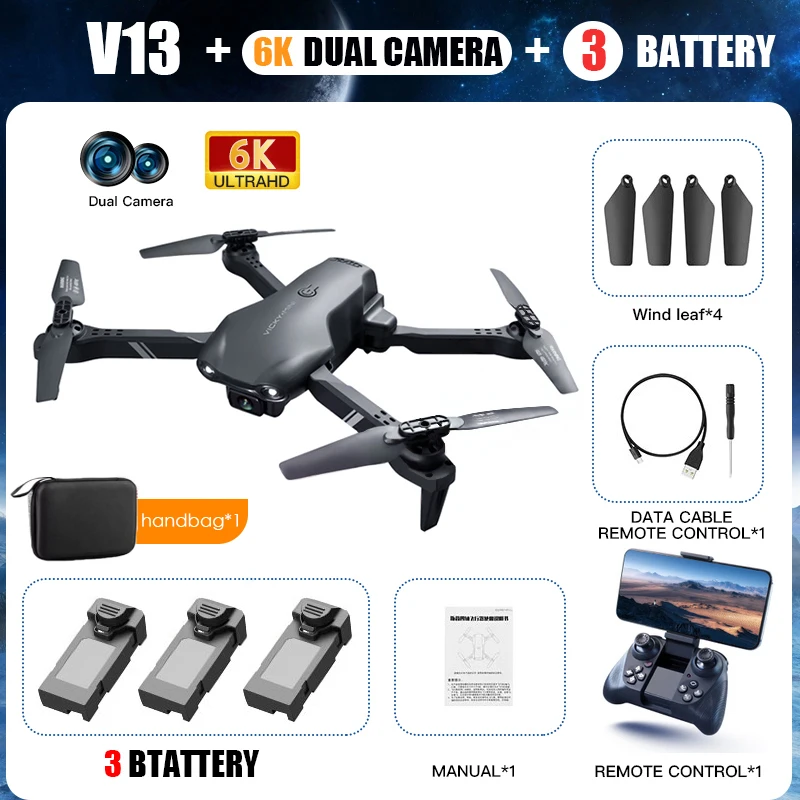 2022 New V13 Mini Drone 4k HD Dual Camera WiFi Fpv Foldable RC Quadcopter Professional Real Time Transmission Helicopter Toy rc blackhawk helicopter RC Helicopters