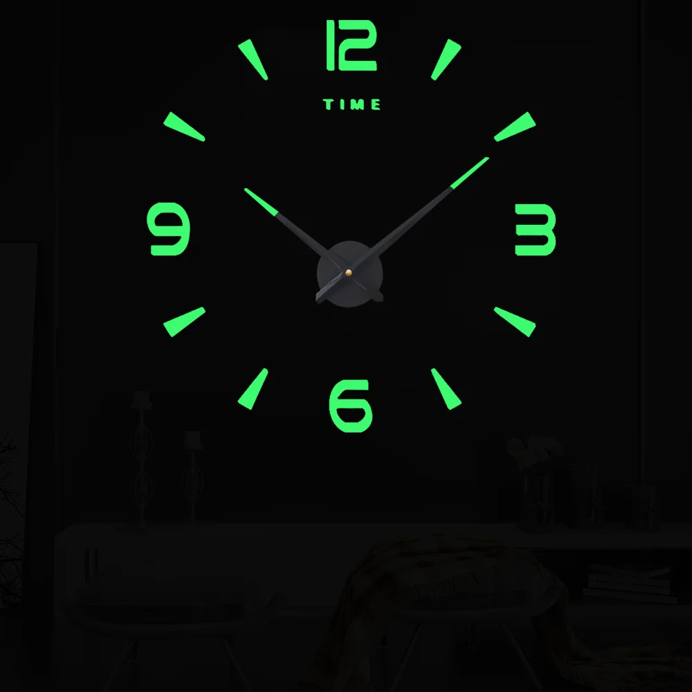 Luminous Acrylic Large Wall Clock Quartz 3D DIY Big Watch Decorative