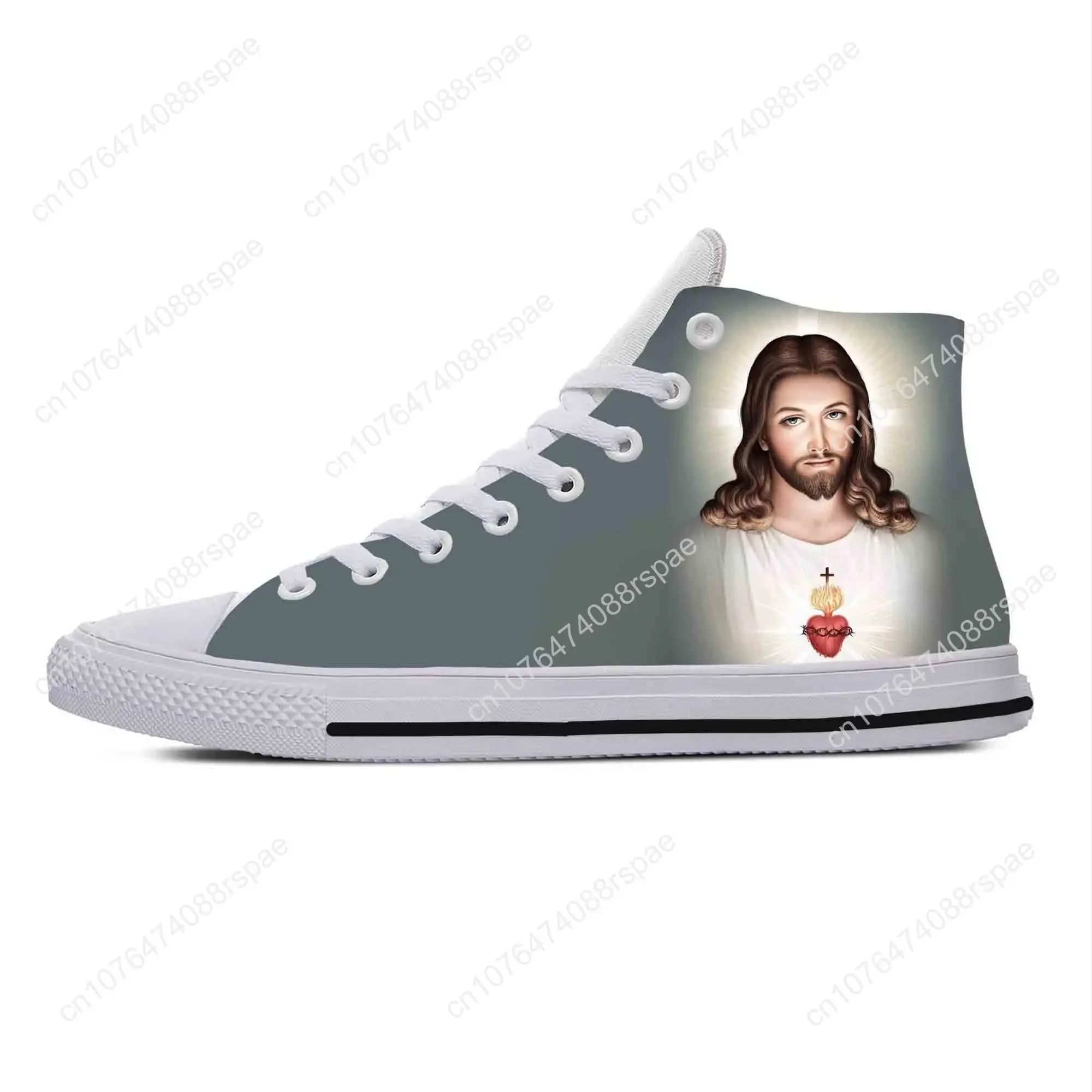 Jesus Christ Christian Cross God Faith Religion Casual Cloth Shoes High Top Comfortable Breathable 3D Print Men Women Sneakers
