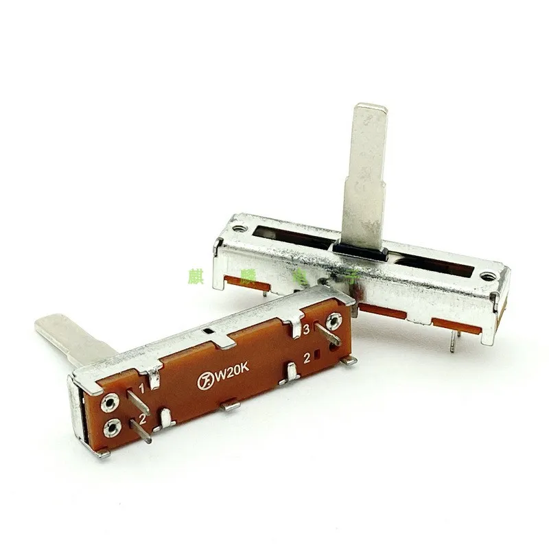 

2PCS 35mm W20K With Center Positioning Single Straight Slide Potentiometer Mixer Adjustment Fader Stroke 20mm Handle Length 20mm