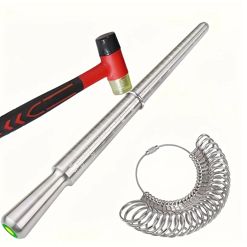 Ring Size Measurement Tool Kit Including a Finger Size Gauge And a Mandrel for Measuring Ring Sizes Jewelry Size Assessment - 2