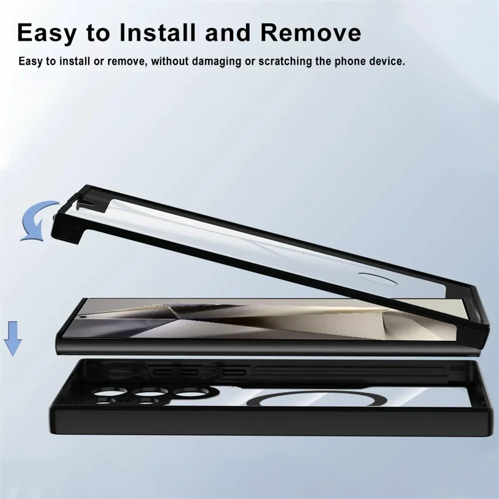 360° Full Shockproof Case for Samsung Galaxy S25 S24 S23 S22 S21 Ultra Plus FE Wireless Charging Transparent Cover 4