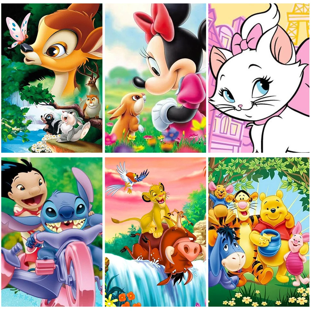Disney Diy Diamond Painting Cartoon Animals Bambi Mickey Mouse The Lion King Ricamo Kit Punto Croce Mosaico Home Decor