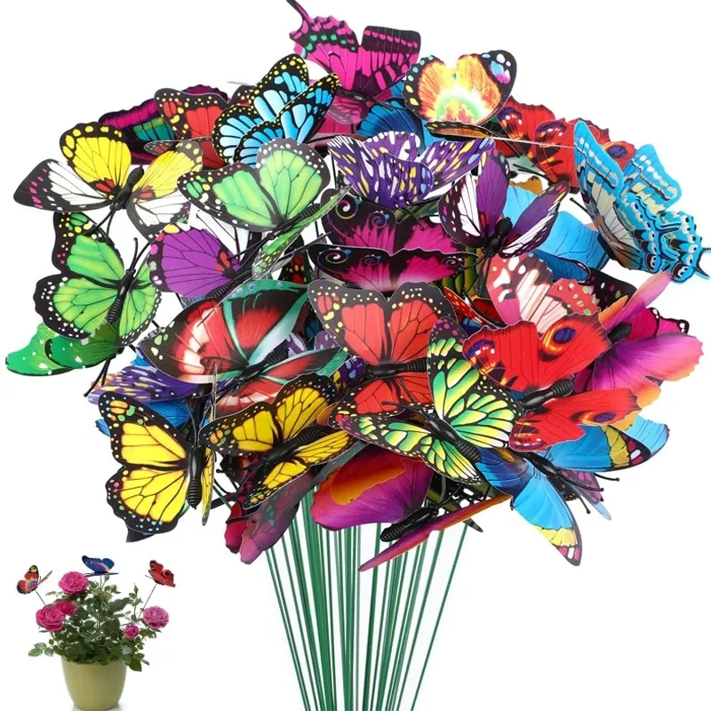 Colorful Waterproof Butterfly Garden & Flower Pot Decorations, Set of 5-50 Pieces