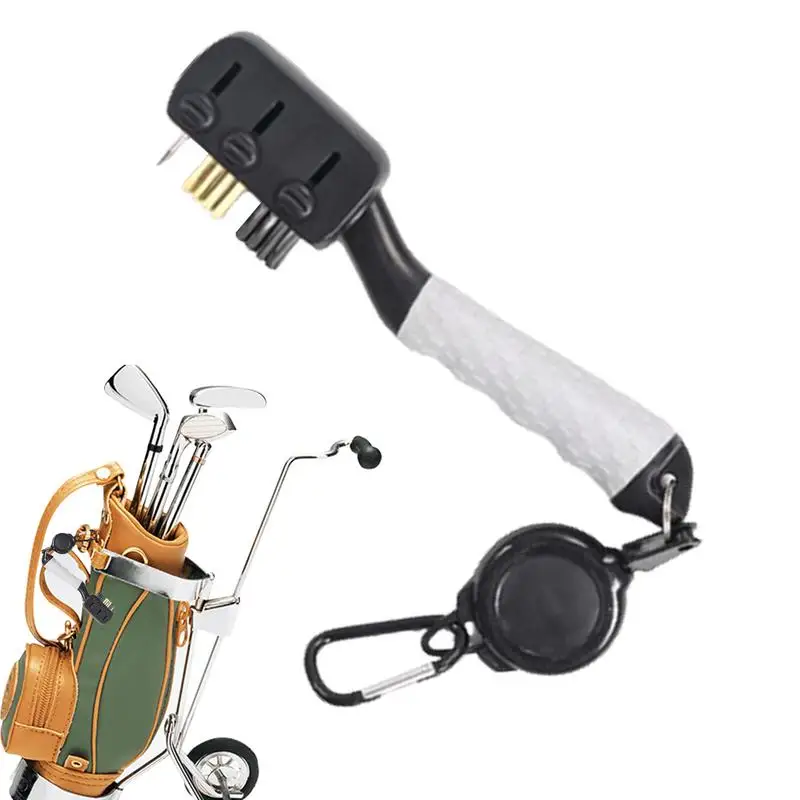 Multifuncional Golf Groove Cleaner, Escova de limpeza Golf Club, Handy Tool com Carabiner Clip