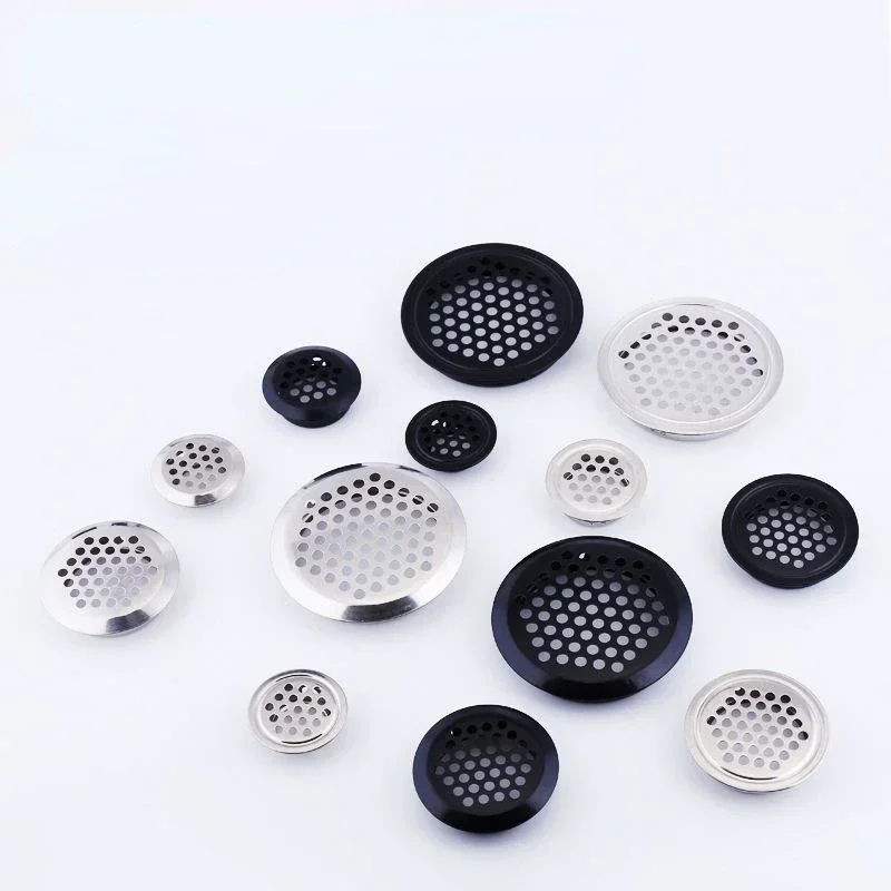 Air vent grille 10pcs round cabinet air duct vent Dia.19mm-53mm steel louver mesh hole plug decoration cover wardrobe grille ventilation systems