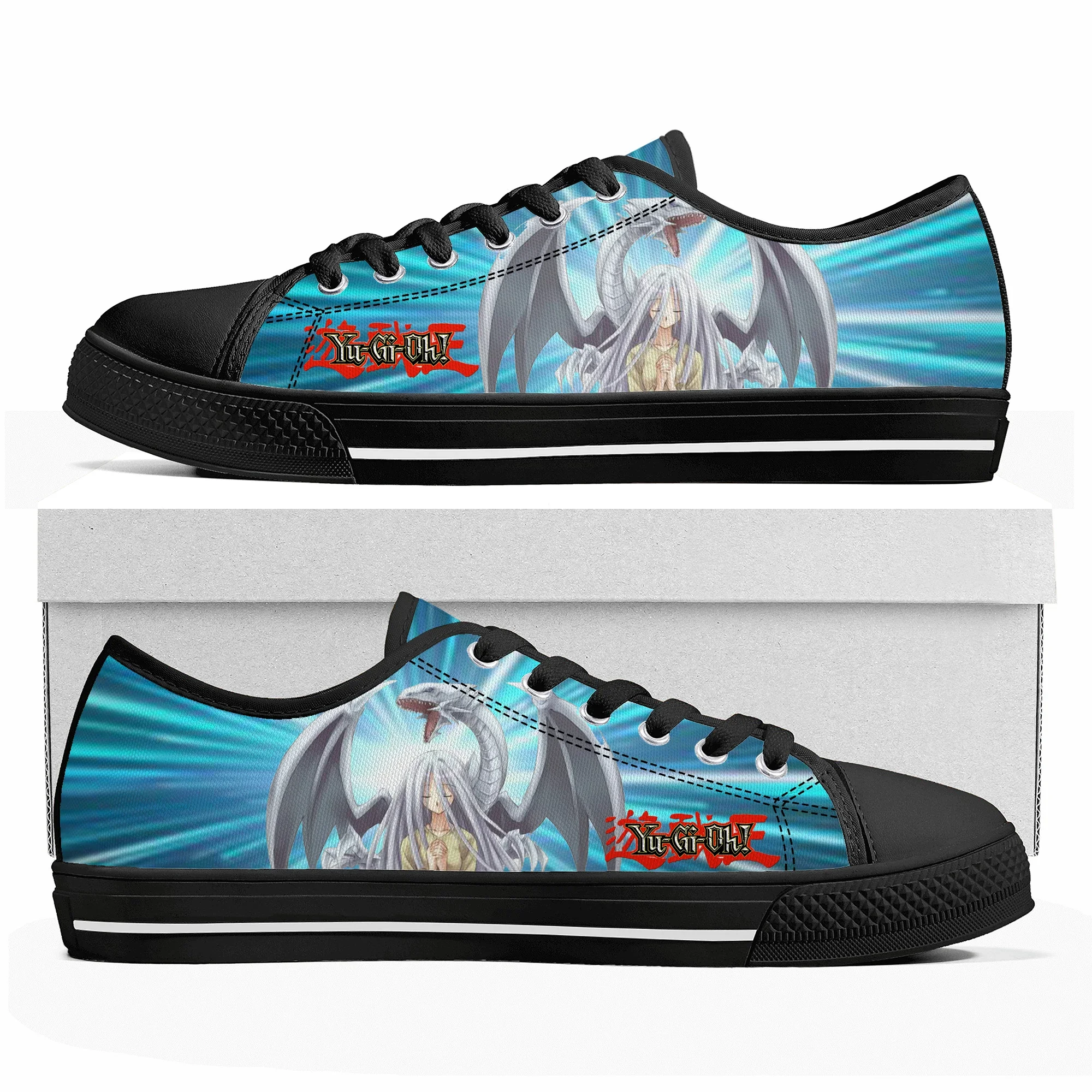 Blue Eyes White Dragon YuGiOh Seto Kaiba Low Top Sneakers Mens Womens Teenager Canvas Sneaker Casual Couple Shoes Custom Shoe