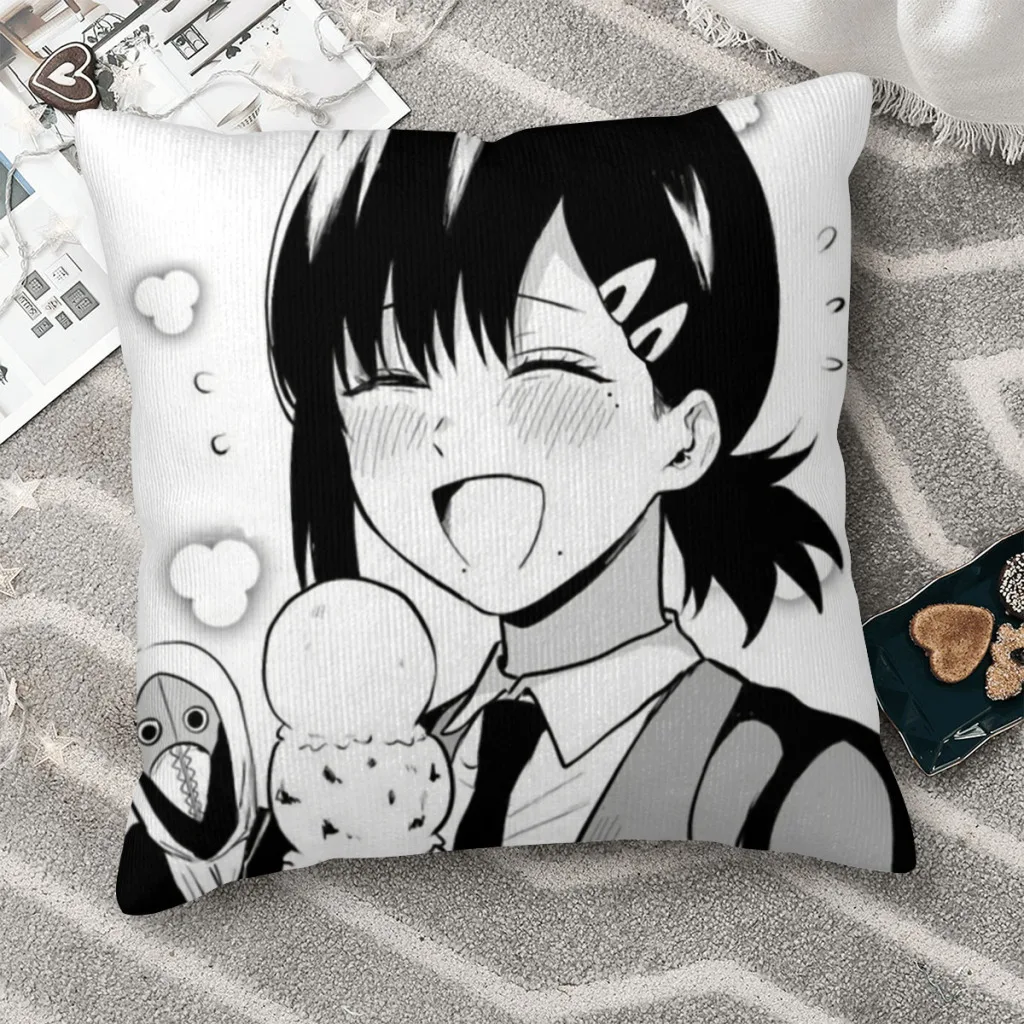 

Kobeni Ice Cream Polyester Cushion Cover Chainsaw Man Denji Anime Sofa Car Decorative Kawaii Hug Pillowcase
