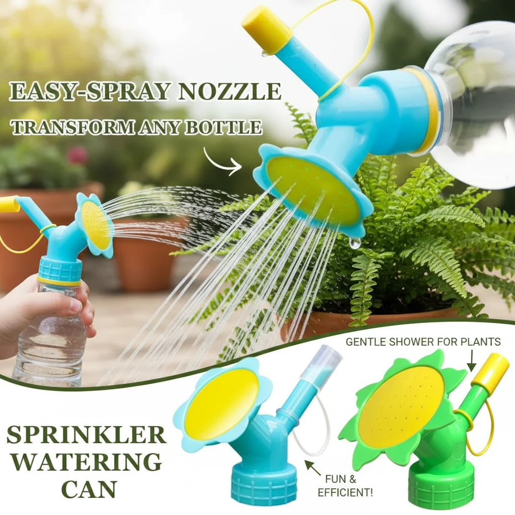Compact Garden Watering Kettle with Long Spout and Spray Nozzle