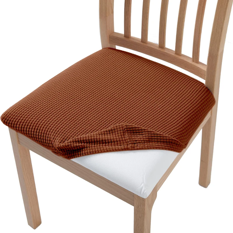 Stretch Jacquard Upholstered Dining Chair Seat Protector Slipcovers