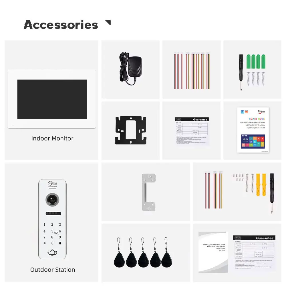 1080P Tuya Smart Video Door Intercom System IC Card Password Unlocking 7 Inch 10