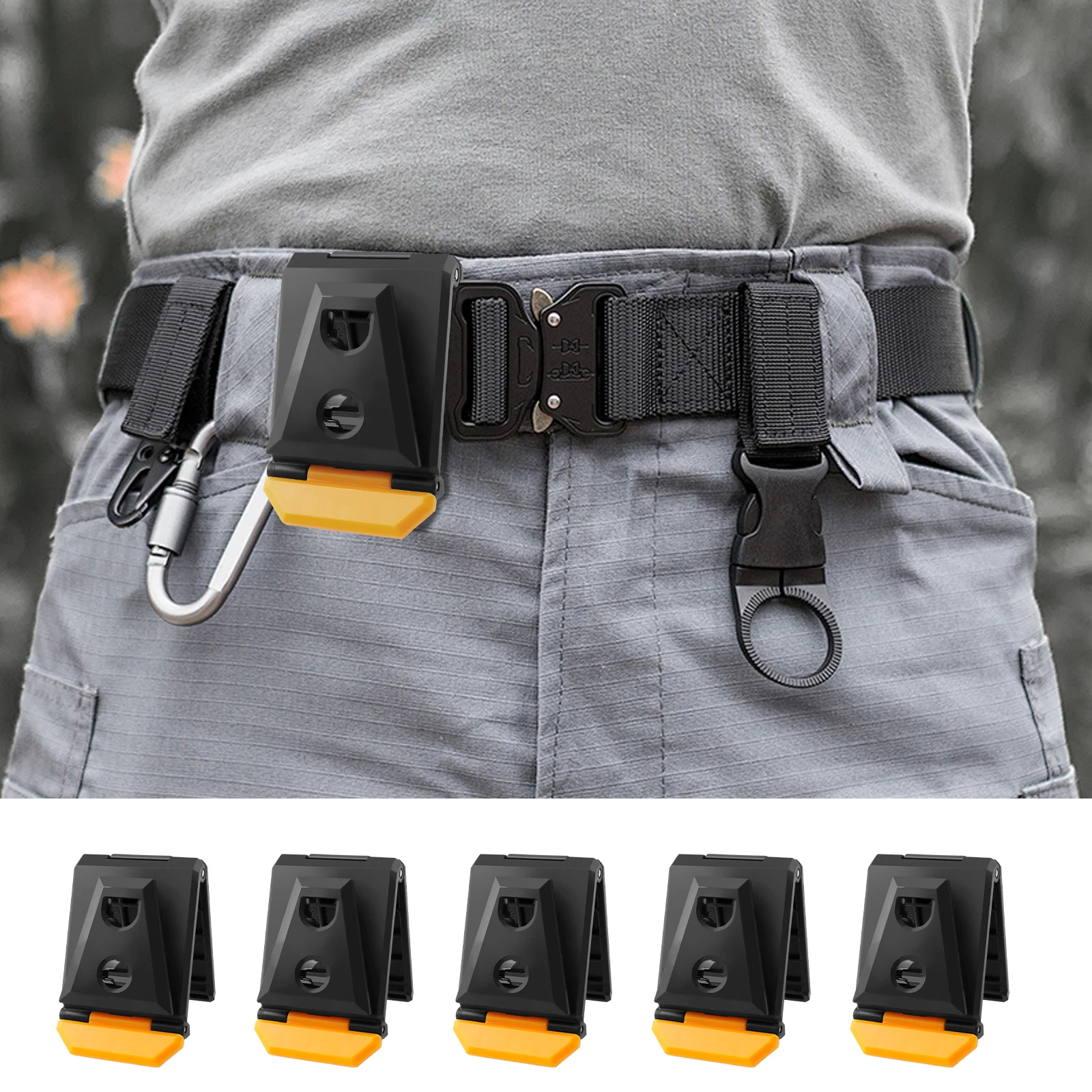 6Pcs Tool Belt Clip ABS Tool Belt Buckle Fast Put On and Release Tape Measuring Clip Stable Waist Pouch Clasp for Tote Bag