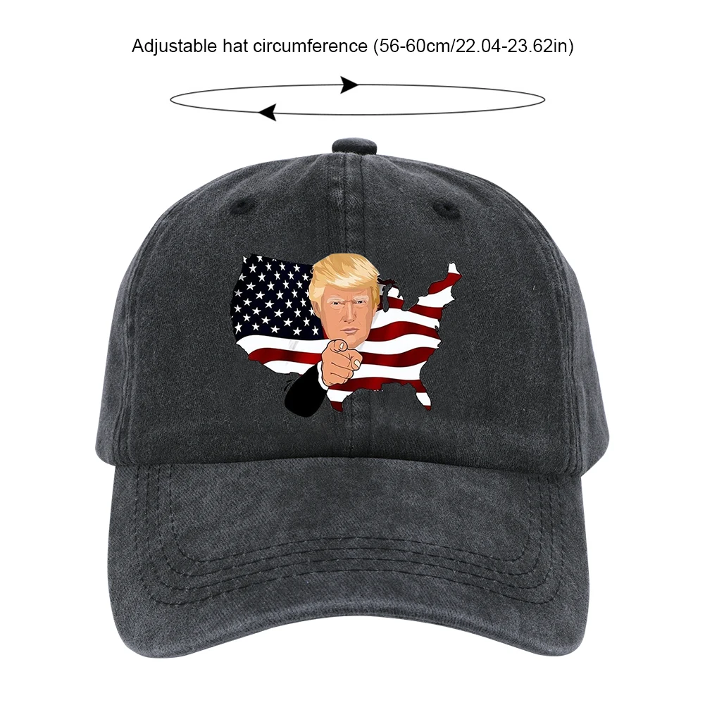 Trump Baseball Hat Cartoon Trump Hat Adjustable Retro Trucker Breathable Cotton Baseball Cap for Outdoor Sports
