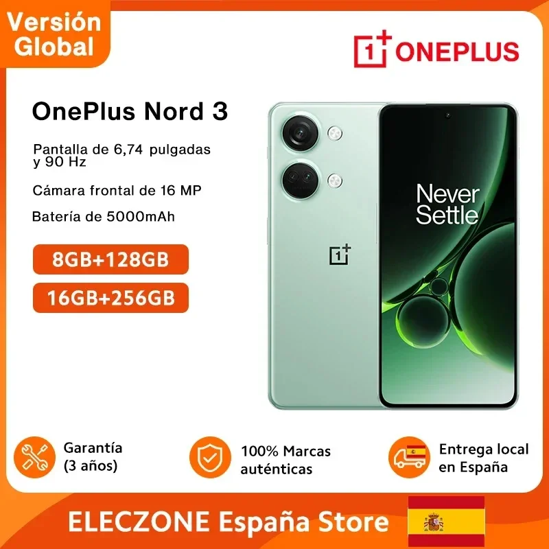 Versión Global OnePlus Nord 3 5G Smartphone MediaTek Dimensity 9000 120Hz Super Fluid AMOLED Pantalla 50MP Sony IMX890 Sistema de Cámara 8GB 16GB RAM NFC