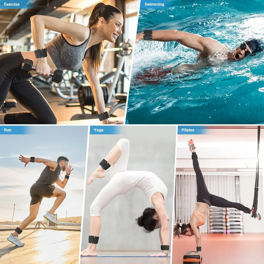 Wrist Weights Set of 2, Adjustable Silicone Weight Bracelets for Women & Men, Wearable Ankle/Wrist Weights Suitable for Yoga, Da