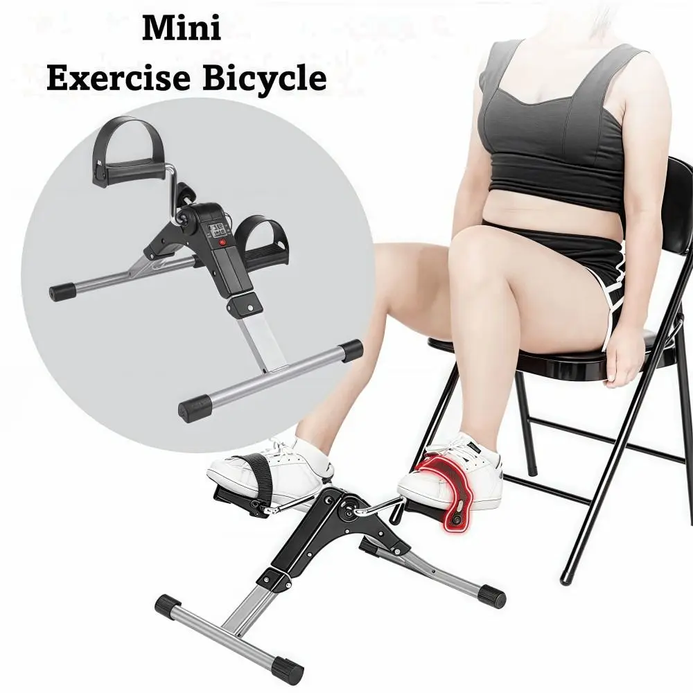 Display lcd mini bicicleta de exercício portátil pernas finas bicicleta de exercício com temporizador dobrável pedal exercitador casa fitness 2