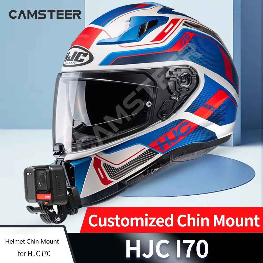 Camsteer-personalizado Full Face Capacete de Motocicleta Chin Mount para Gopro Hero 10 11 Insta360 x3 x2 rs Acessórios para Câmera Hjc I70