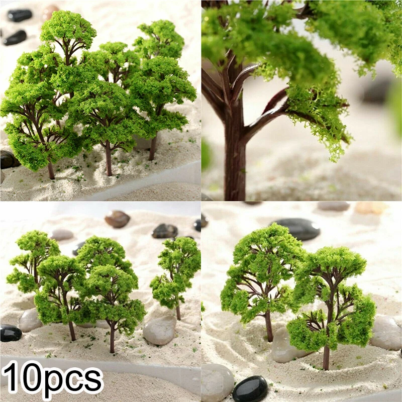 Model Trees Ornaments 10pcs 4CM Railroad Diorama Scenery Plastic Scale Scene For House Living Room Kitchen Decor
