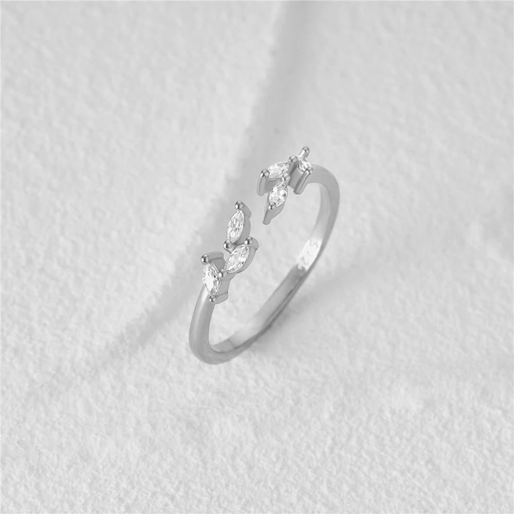 CANNER 달콤한 S 단풍 반지 작은 신선한 지르콘 패션 오프닝 조절 가능한 인덱스 손가락 반지 여성 선물