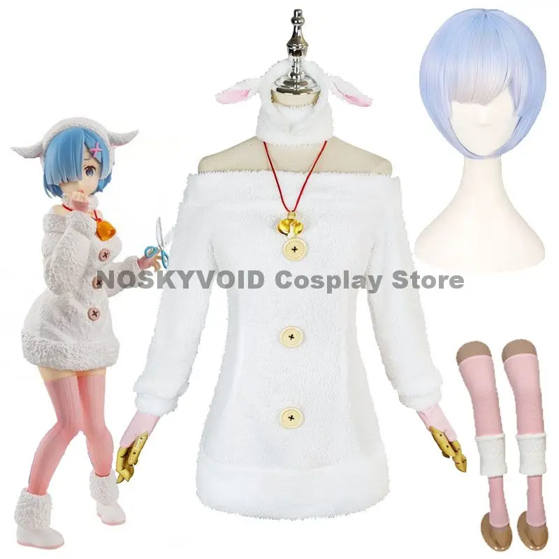 

Re:Zero Rem Cosplay Costume And Wig Headwear Re: Life A Different World From Zero Cute Girl Sheep Full Set Of Clothing