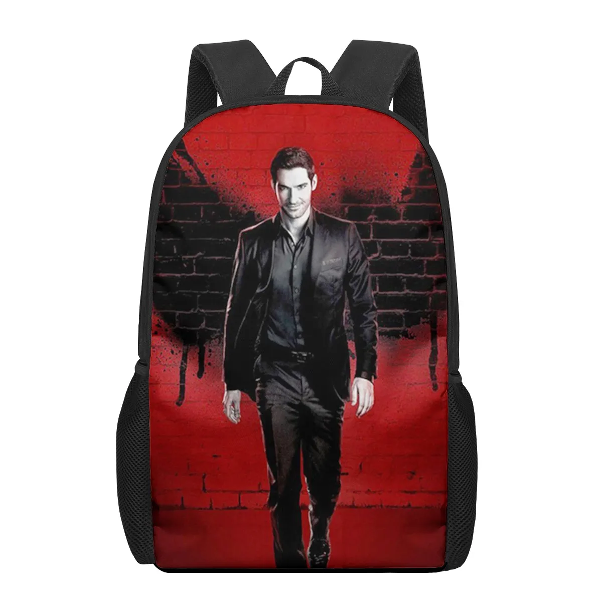 demon Lucifer Morningstar 16inch School Bags  3D Print Kids Backpack Schoolbags Black Bookbags For Teenager Girls Boys Children