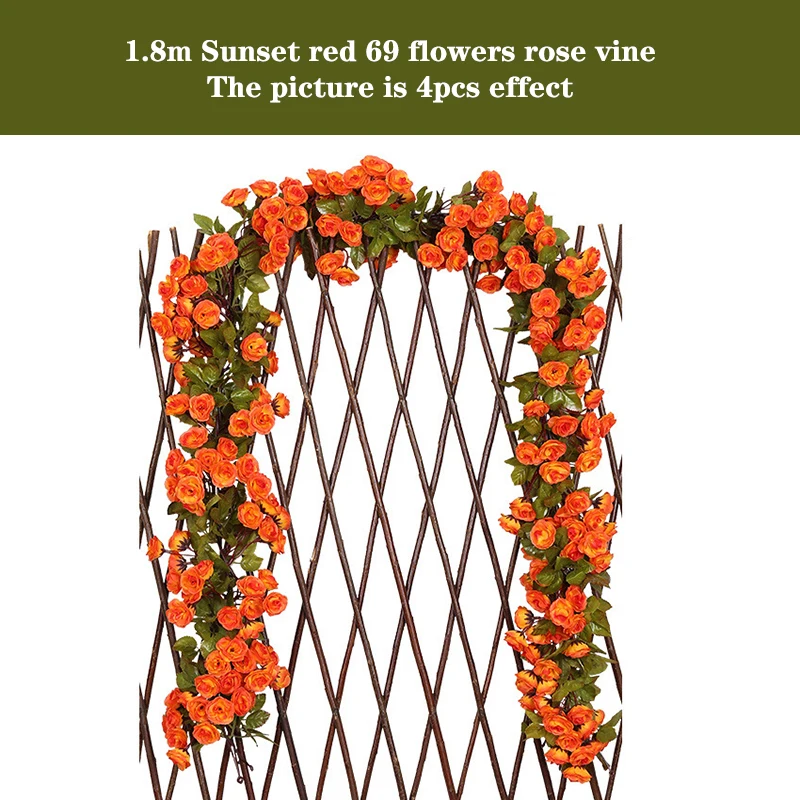 Silk Artificial Rose Vine Hanging Garland for Elegant Wall and Home Decoration