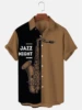 Hawaiian Print Men's Short Sleeve Shirt Saxophone Print Men's Lapel Top 2024 New Large Size Casual Men's Shirt 3