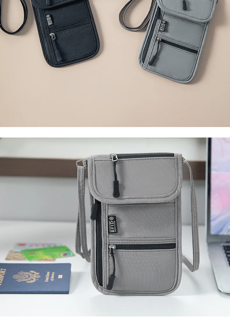 Persönliche Hals-Geldbörse, RFID-blockierender Reisepasshalter, versteckte Halstasche, superleichter Organizer mit verstellbarem Riemen – Detail 18