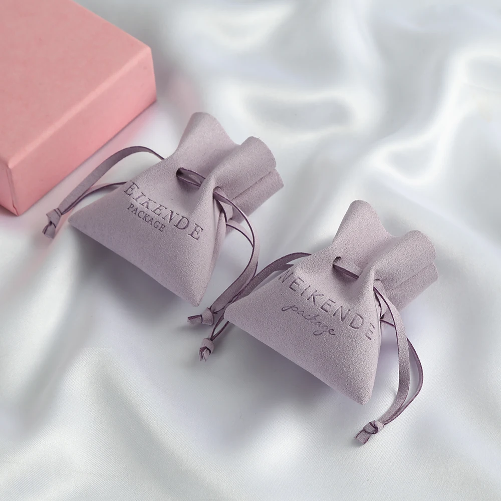 Custom Logo Luxury Microfiber Gift Packaging Drawstring Jewelry Pouch Suede Organizer Small Bags Wedding Favors For Guests Bulk