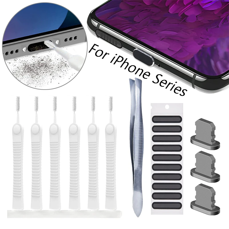 Phone Charging Port Dust Cleaner Kit Dustplug Cleaning Brush For iPhone 14 13 12 Pro Max iPhone