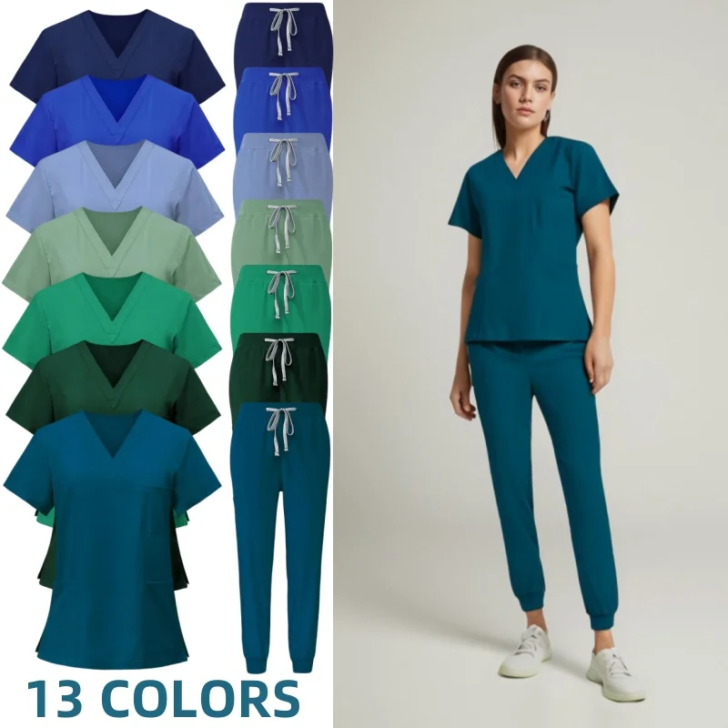 

Multicolor 13 Unisex Short Sleeved Phary Nurse Uniform Hospital Doctor Workwear Oral Dental Surgery Uniforms Medical Scrubs Sets