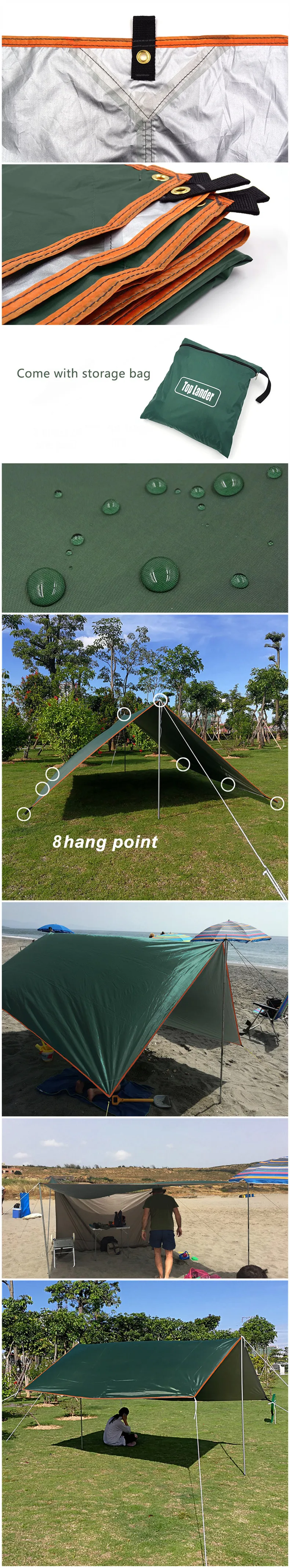 Description Picture 3 of itemUltralight Outdoor Awning, Waterproof Tent Shade, Garden Canopy,Sunscreen Sunshade, Hammock Awning, Beach Sun Shelter, 3x3, 3x4,
