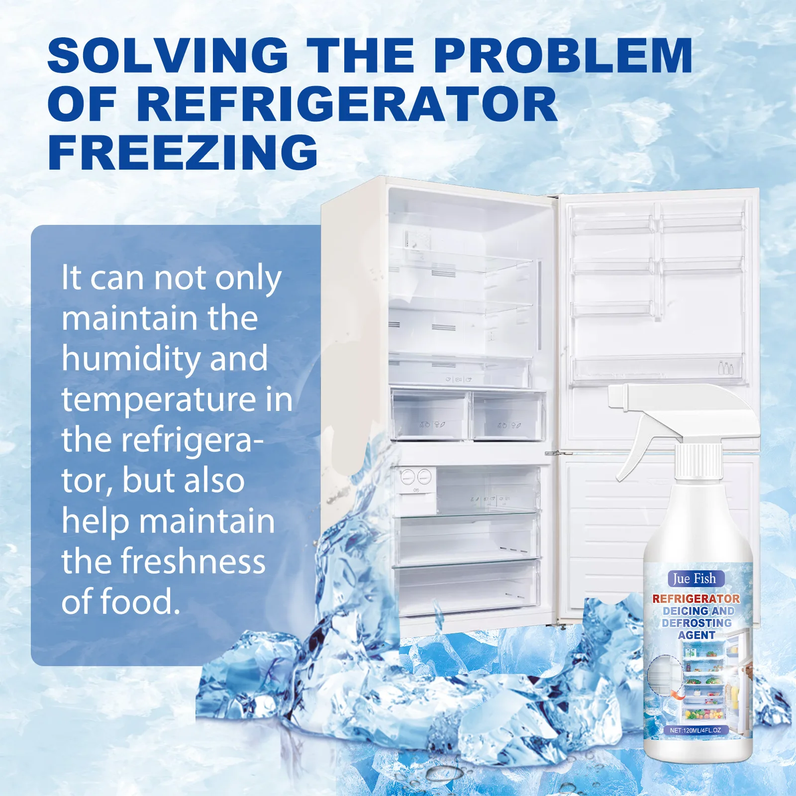 120ml Car Glass De Icing Antifreeze Refrigerator Freezer Defrost Effective Fast Snow Melting De Icing Agent with Plastic Shovel