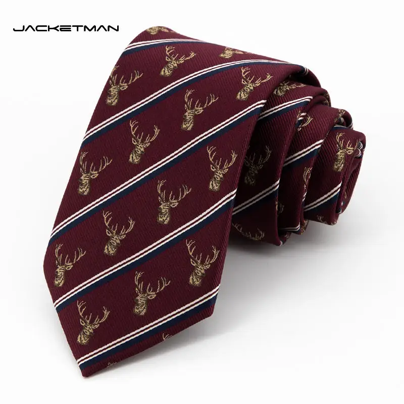 

High Quality Jacketman Tie Men's Korean Edition Crimson Fashion Buck Stripe Personalized Retro Formal Fashion Wide 8cm Style