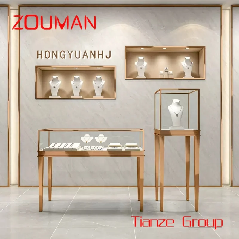 

Custom , Free Design Luxury Retail Store Display Colorful Cabinets Glass Metal Jewelry Showcase Kiosk