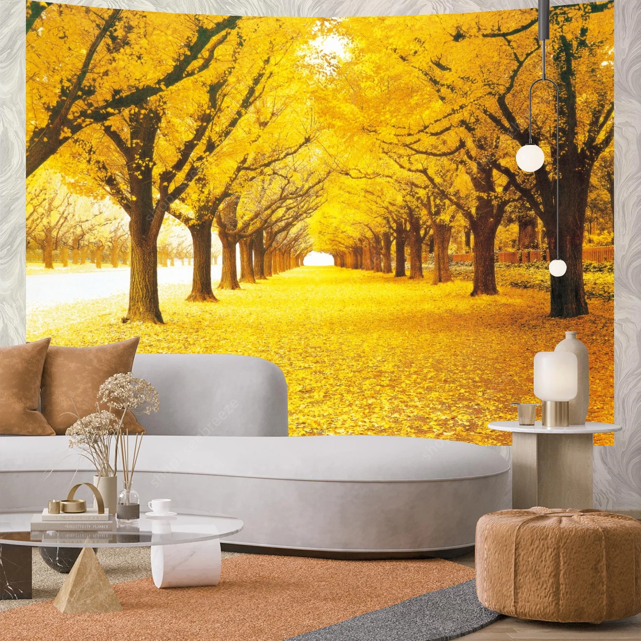 

Autumn Golden Leaves Tapestry Wall Hanging for Bohemian Home Wall Decor Hippie Room Decor Aesthetic Curtain Blanket Sofa Tapiz