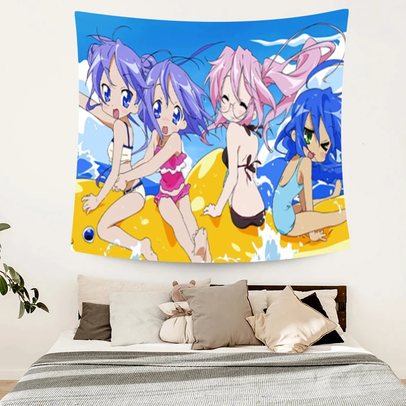 

Tapestry on the Wall Art Lucky Star Izumi Konata Bedroom Decoration Anime Tapries Room Decor Luxury Decors Aesthetic Home Fabric