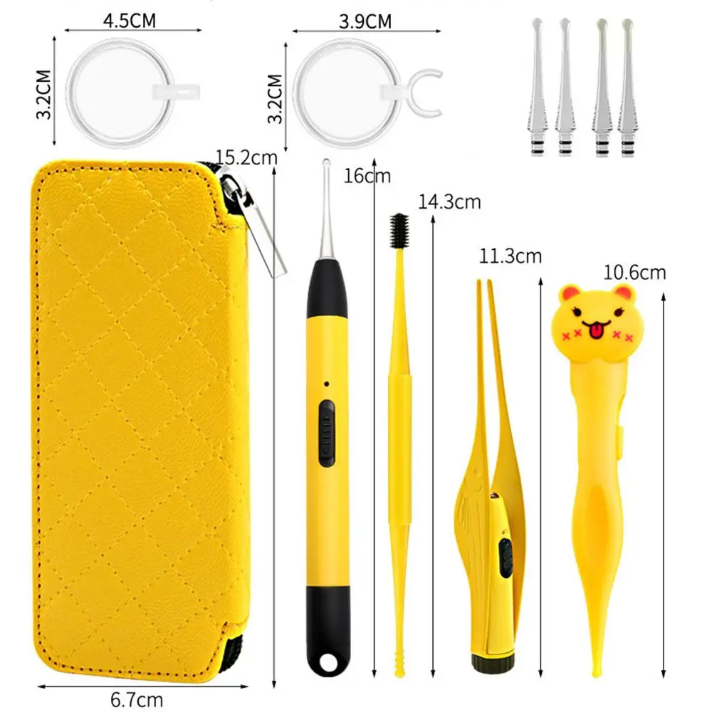 Adults Novel Tweezer Ear Nose LED Light Earpick Ear Wax Remover Curette Picker Ear Cleaner Spoon