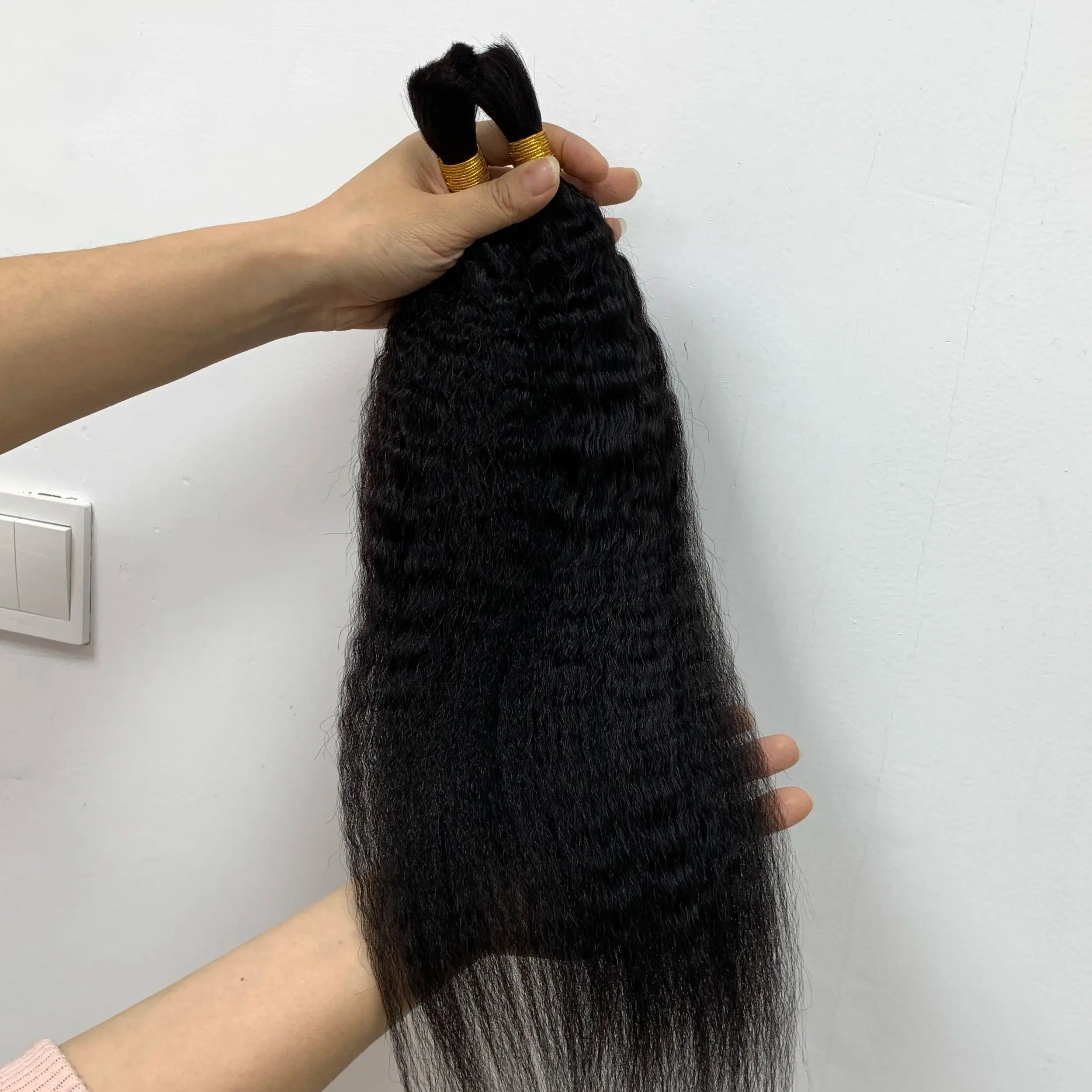 2/4/6Pcs Kinky Straight Human Hair Bulk For Boho Braids No Weft Hair Extensions 100% Human Hair For Braiding Hair Bulk 5